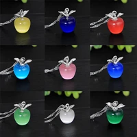 new arrival apple shaped crystal necklace for women exquisite opal pendant girls clavicle chain dinner party accessories