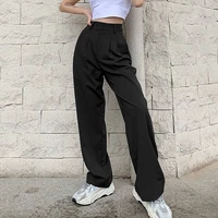 houzhou street style black wide leg pants women oversize elegant fashion high waist loose trousers female office lady autumn