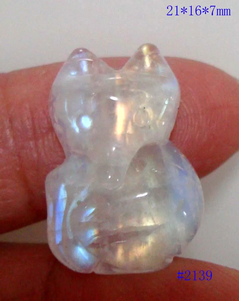 Натуральный лунный камень резная лиса подходит для подвесок Женские Ювелирные