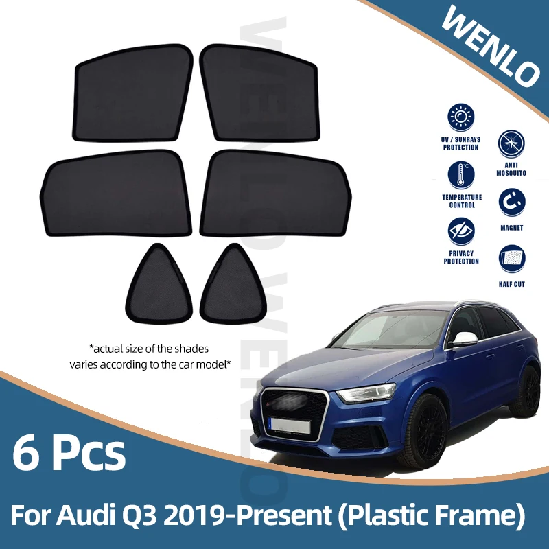 

Magnetic Car Side Window Sunshade For Audi Q3 F3 2019-Present (Plastic Frame) 6Pcs Sunvisor Side Curtains For Car