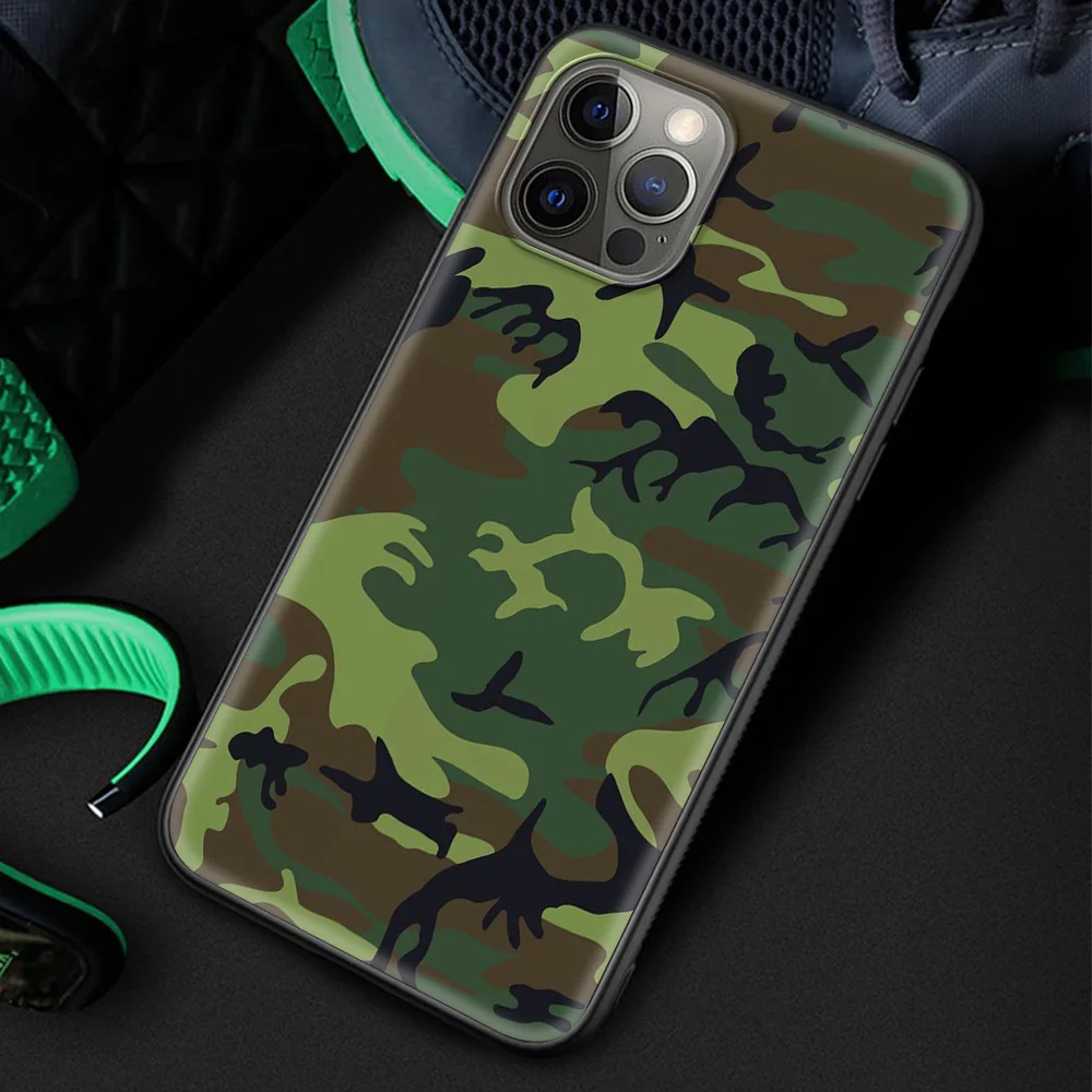 

Camouflage Pattern Camo Military Army Cover for iPhone 12 11 Pro MAX Luxury Phone Case XR X XS MAX 8 7 6 6S Plus Coque Shell