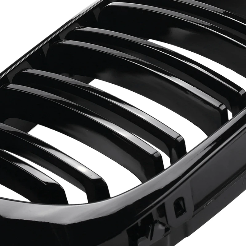 

2 Pair Front Bumper Kidney Grill Replacement Dual Slat Grilles, Glossy Black & Matte Black