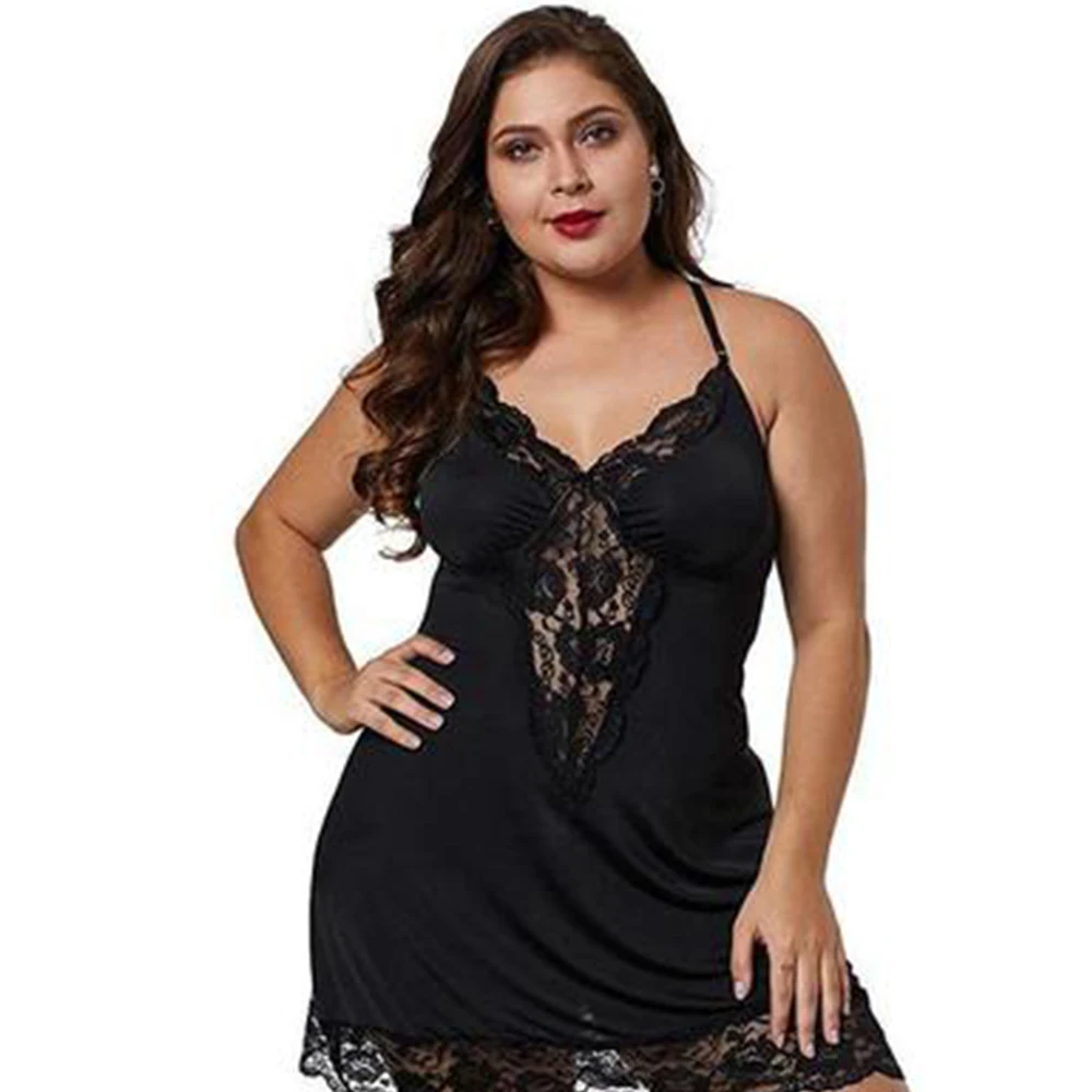 

Women Red Sleeveless V-Neck Hollow Night Dress Lace Sexy Nightdress Girls Skirt Plus Size Sleepwear Fashion Lingerie