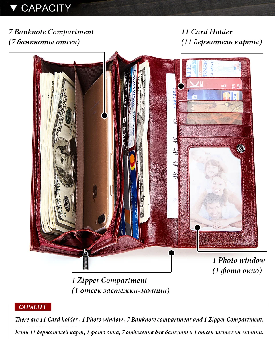 Гравировка натуральная кожа Женский кошелек портмоне длинный держатель для карт клатч портфель Portomonee Красный удобный кошелек с карманом