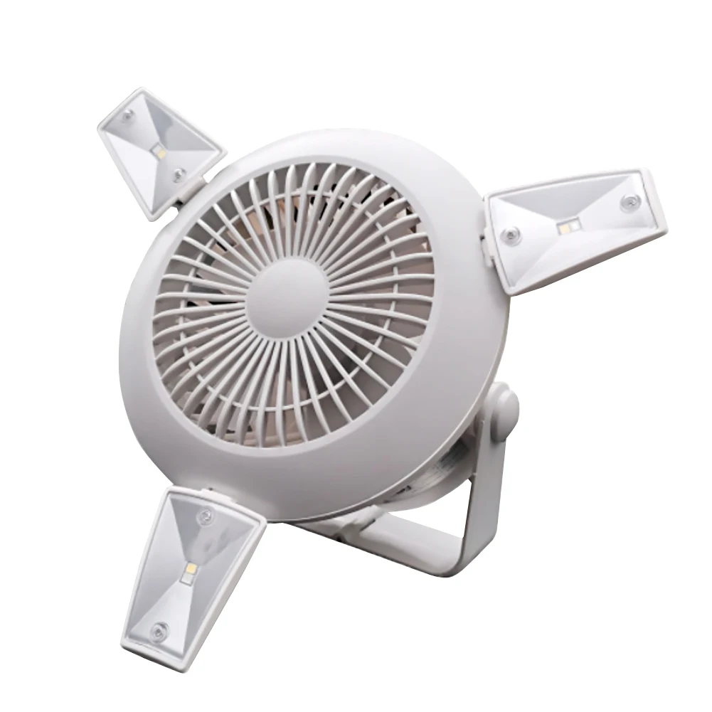 

Portable Tent Fan with Hanging Hook Solar Camping Fan with LED Lantern Rechargeable USB Desk Fan Home Office Tent Car Emergency