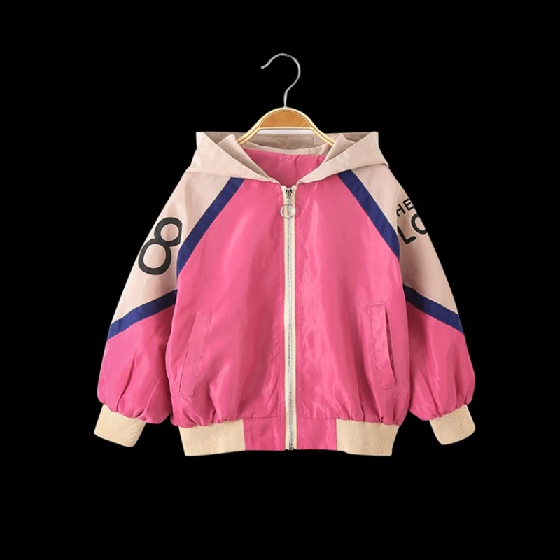 

Children's Jacket Girls Spring Autumn Clothes Letter Sport Hoodied Coats Jackets Kids Outerwear Windbreaker For Girl TZ477