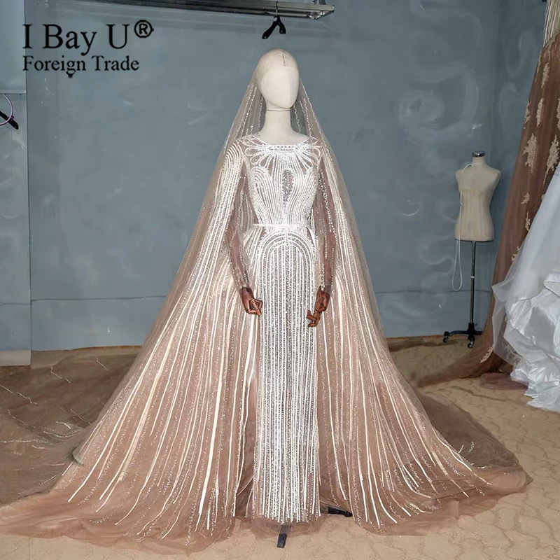 Свадебное платье с длинными рукавами и накидкой 2020|Свадебные платья| |