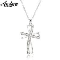 new 925 silver necklace cross cz pendant necklace female wedding party clavicle chain necklace romantic valentines day jewelry