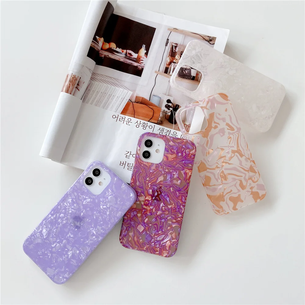 

Glitter Silicone Conch Shell Pattern Phone Case For iPhone 11 12 Pro Max X XS XR 7 8 Plus Fashion Soft IMD Ultra Slim Cover Capa