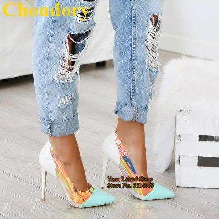 Розовые туфли-лодочки Choudory из лакированной кожи с острым носком голограмма