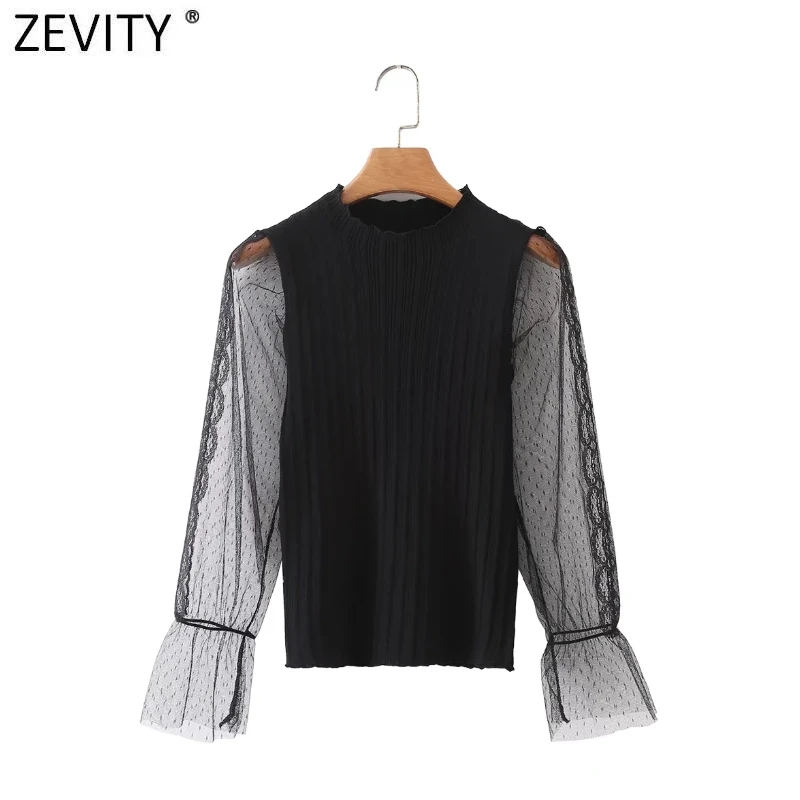

Новинка от Zevity, женский модный однотонный тонкий короткий вязаный свитер в стиле пэчворк с круглым вырезом, женские шикарные тонкие пуловер...