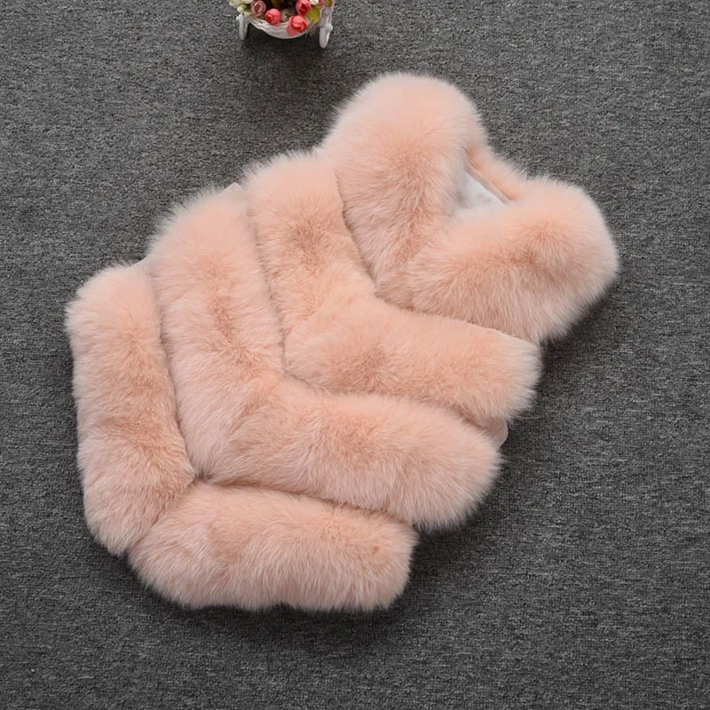 Peach Jancoco Max 12 цветов Топ мягкий толстый натуральный Лисий мех жилет 4 ряда Женская Зимняя мода натуральный меховой жилет короткая куртка новинка S7164 - Цвет: Peach