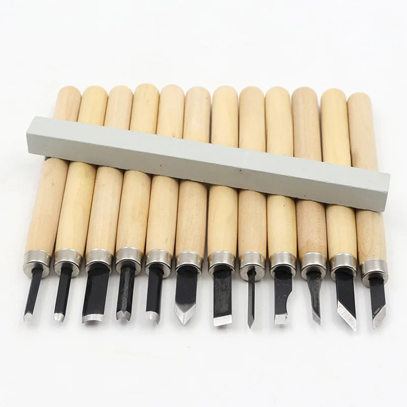 

Hot 12Pcs Wood Handle Carving Chisel Tools Kit Professional Woodworking Gouges FQ-ing