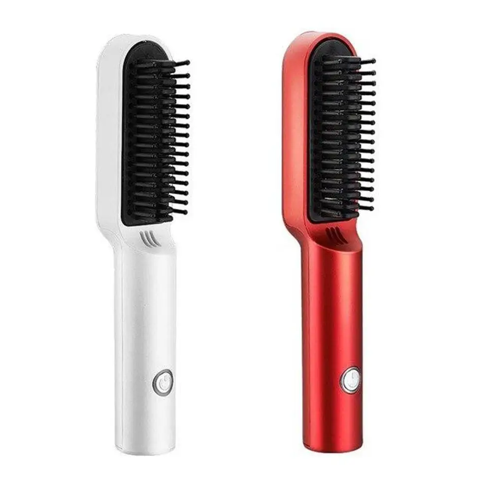 

USB Wireless Hair Straightener Comb Straight And Curling Dual-purpose Ceramic Hair Straightener Portable Charging Curling Iron
