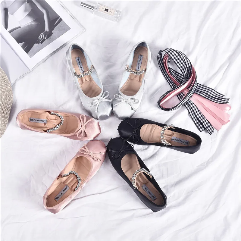 Mary Janes ladies single shoes brand glitter crystal bowknot silk moccasins retro cross-tied women flats ballerinas loafer | Обувь