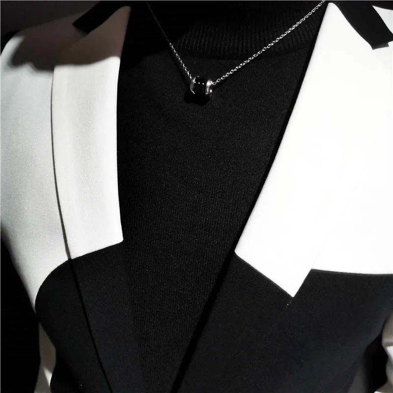 Модный красный черный блейзер в стиле пэчворк мужской осенний для вечевечерние