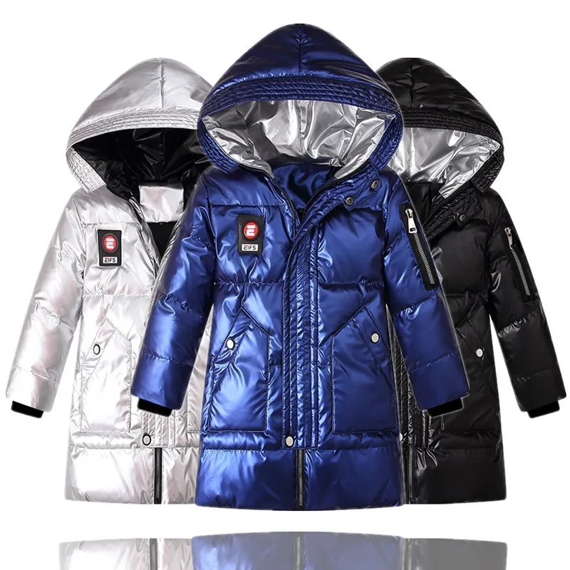 

Russia Snowsuit Kids Down Jacket Fashion Gloss Design Children's Thick Warm Outwear Coat For Teen Boys 6 8 10 12 14 16 Overcoat