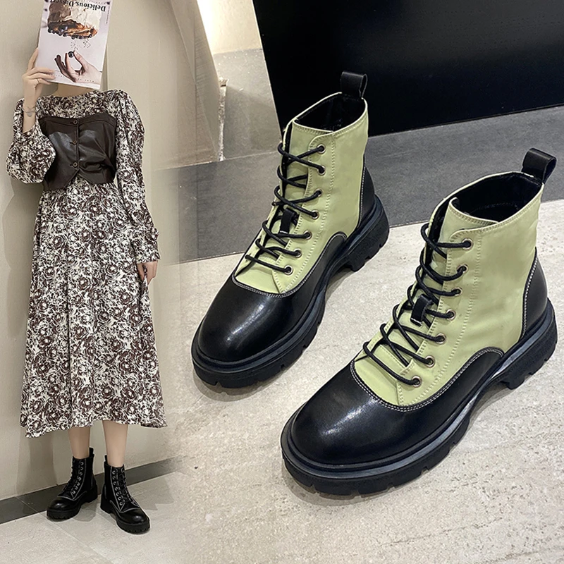 

Ladies Winter Shoes Fashion Black Boots Martin Ankle Boots Fashion Color Velvet New British Style Retro Short Tube Martin Boots