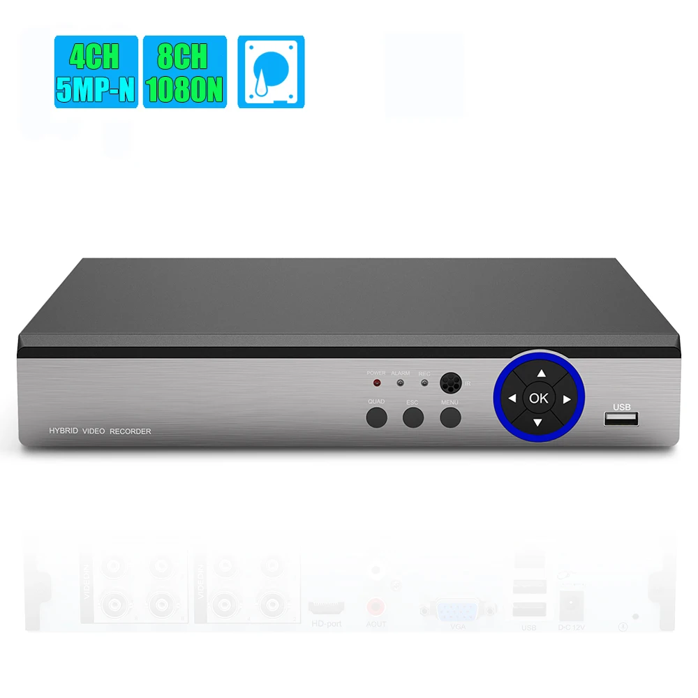4 канала 8 каналов 1080P 5 в 1 DVR видеорегистратор для аналоговой камеры AHD IP камера P2P