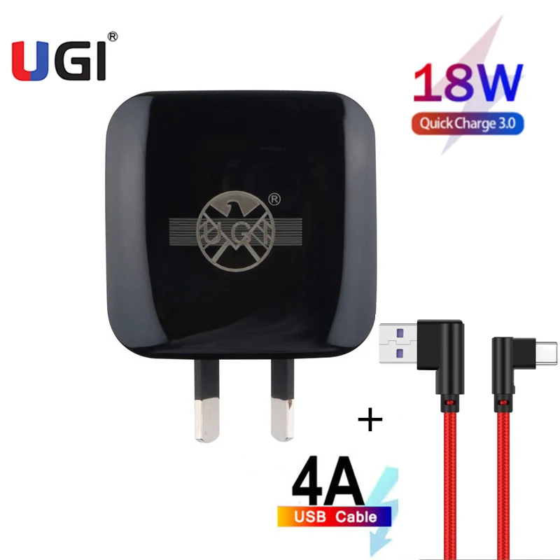 Кабель UGI 4A для быстрой зарядки QC3.0 зарядное устройство USB 18 Вт Австралии