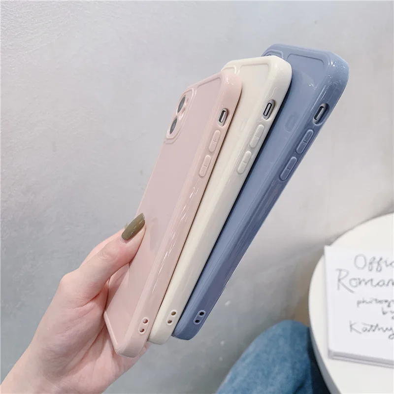 

For Iphone 6 7 8 Ins Wind Net Celebrity Simple Pure Color Iphone11 12 Xr All-inclusive Soft Shell Mobile Phone Case