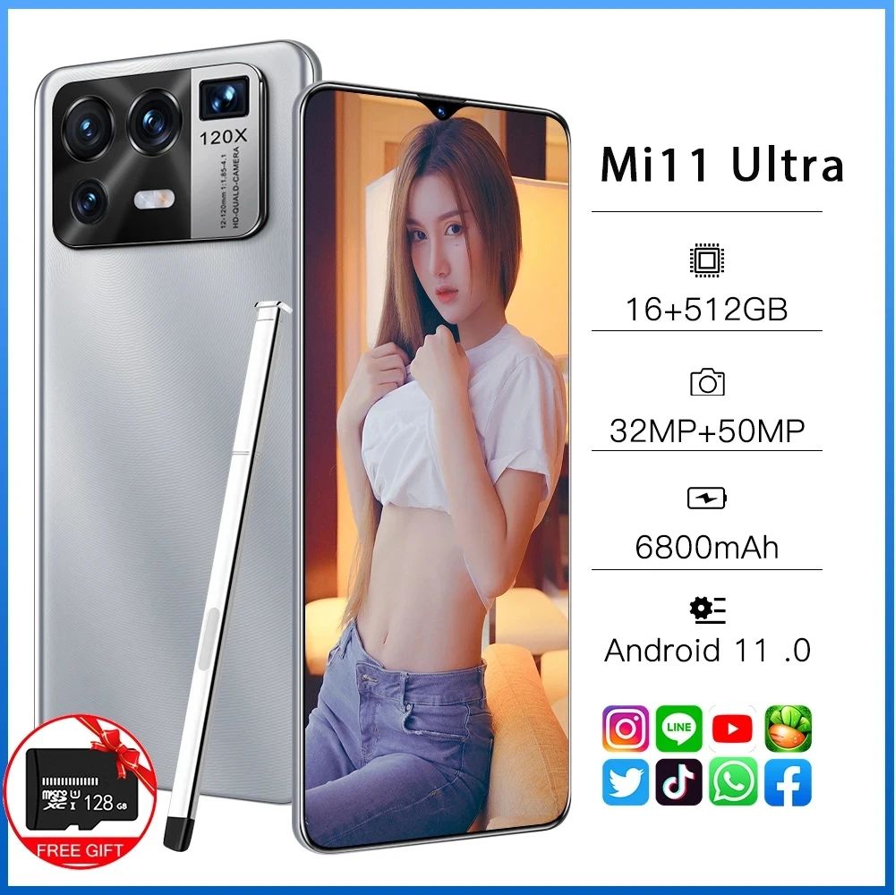 

6.7 Inch Mi 11 Ultra Global Version Smartphone 16+512GB 6800mAh Phone Full Screen Supports Google Wifi 5G Phone Fast Shipping
