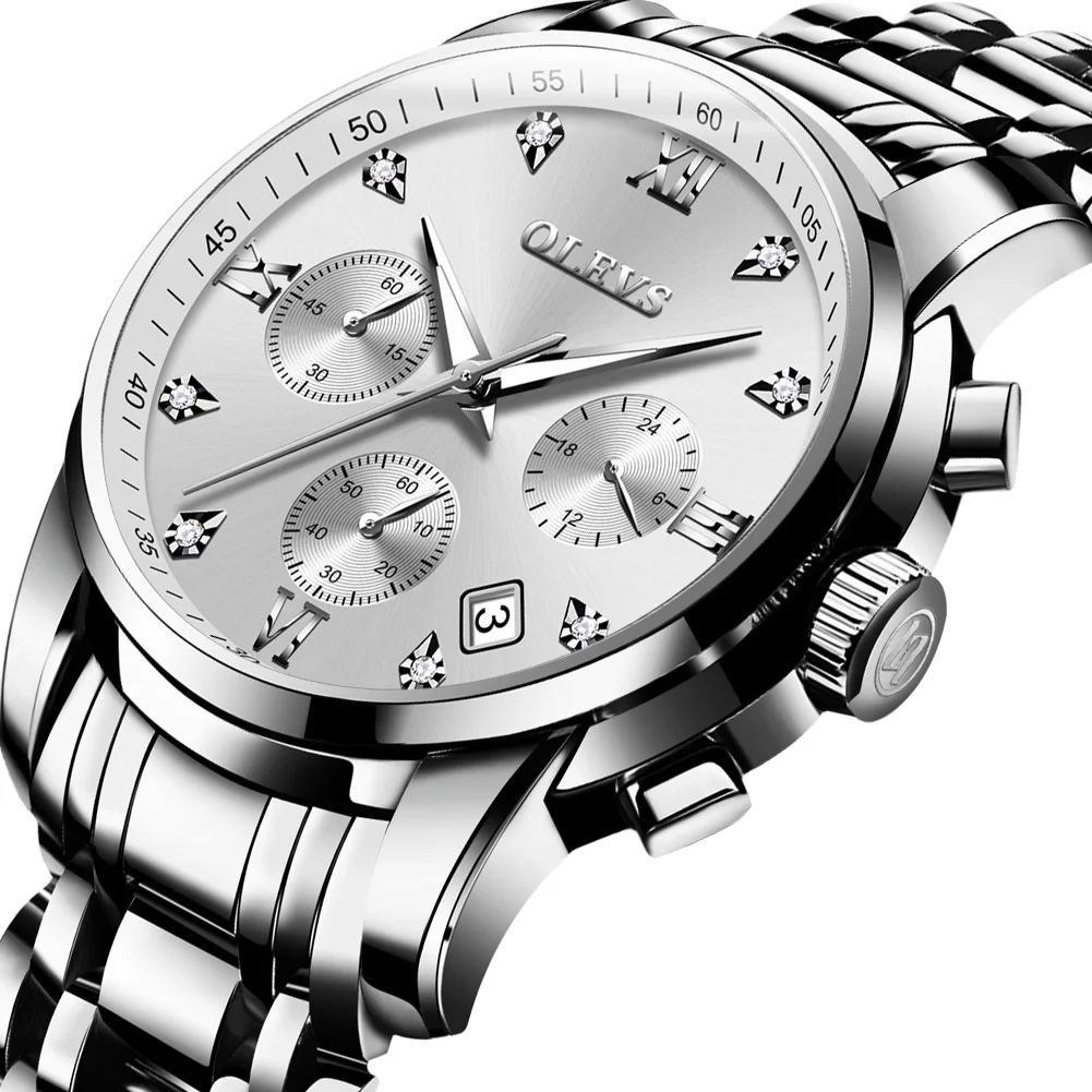OLEVS Топ бренд водонепроницаемые часы для мужчин кварцевые Дата Календарь