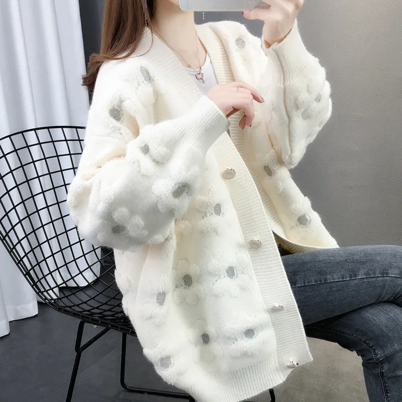 

Knit sweater sweater cardigan jacket women 2020 autumn and winter new fashion western style lazy temperament all-match blouse