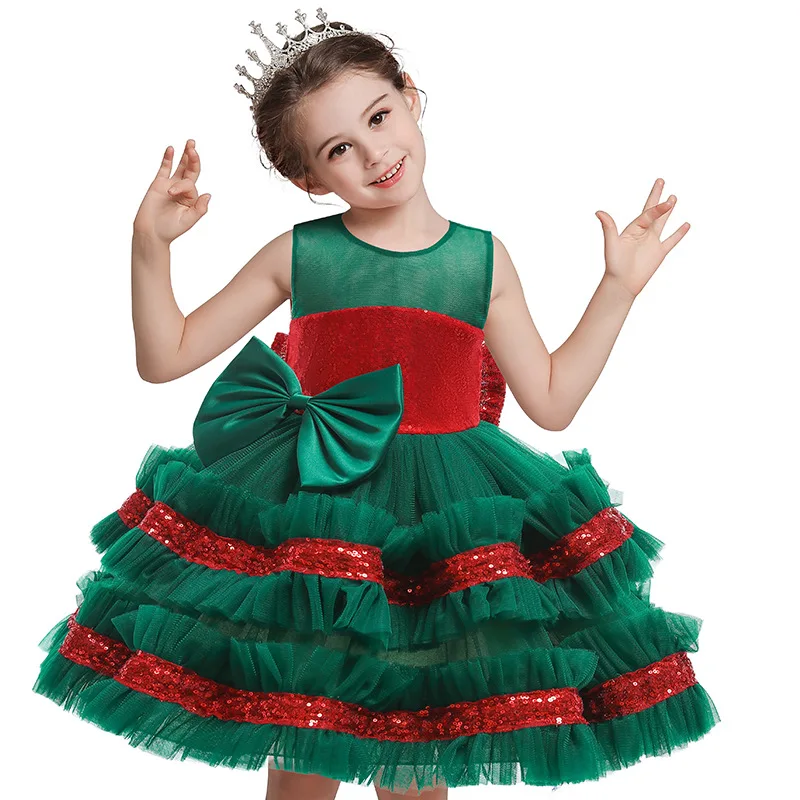 

Christmas Halloween New Little Girl Puffy Princess Dress For Girls Banquet Evening Dresses Kids Bridesmaid Wedding Dresses 1-5Y