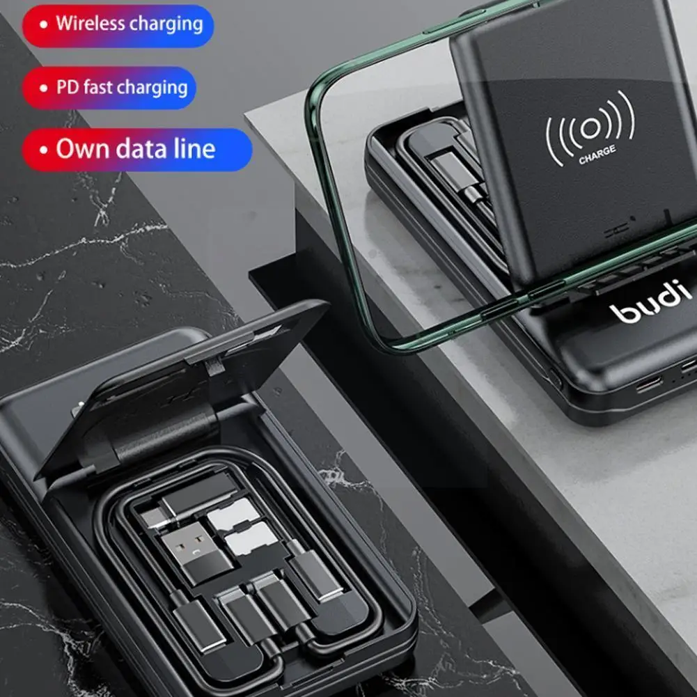 

BUDI Multi-functional Power Bank Box 10000mAh Power Micro To C 1 Android 7 Bank In USB Adapter Type-C Converter Type M0B1