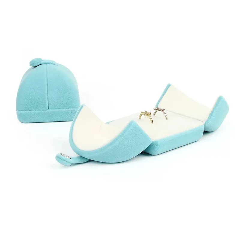 HOSENG 30Pcs Jewelry Box With Metal Lock For Women Wedding Engagement Elegant Case Blue Double Door Necklace Package HS_908