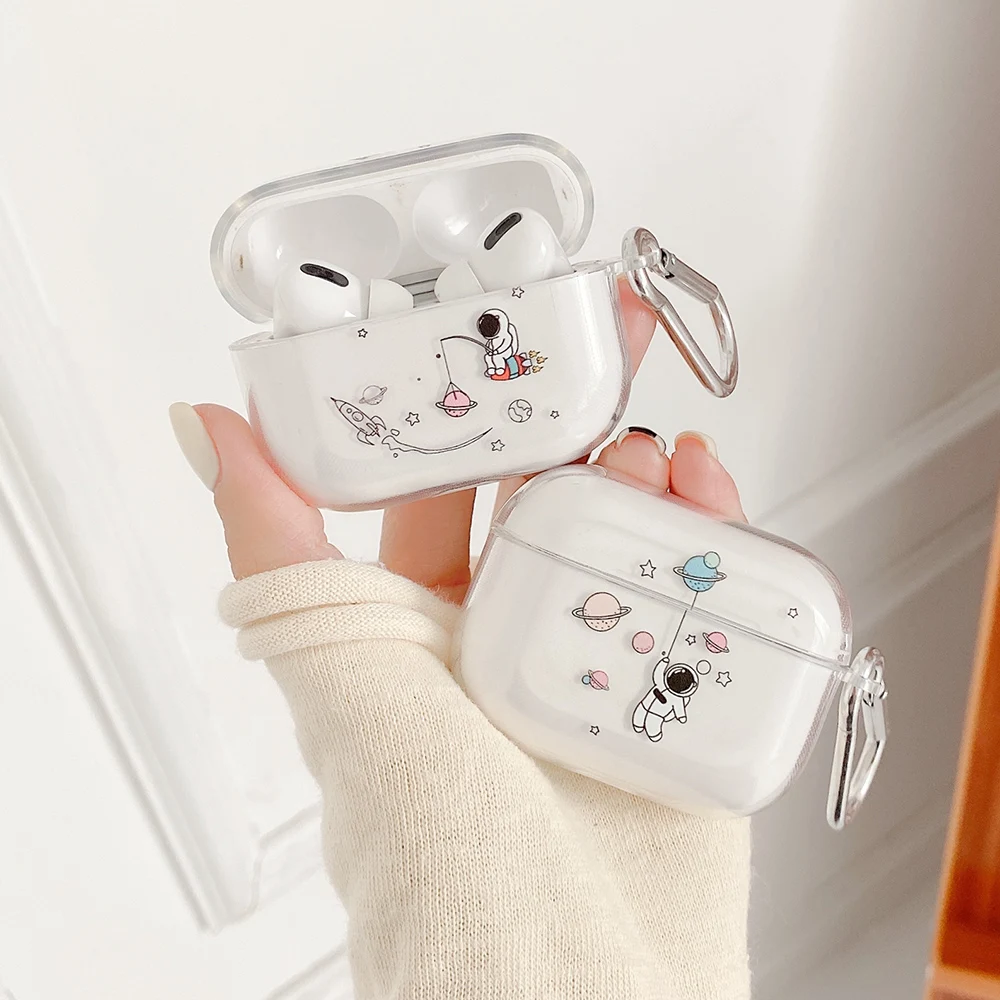 Чехол для беспроводных наушников AirPods Pro прозрачный с милыми цветами чехол