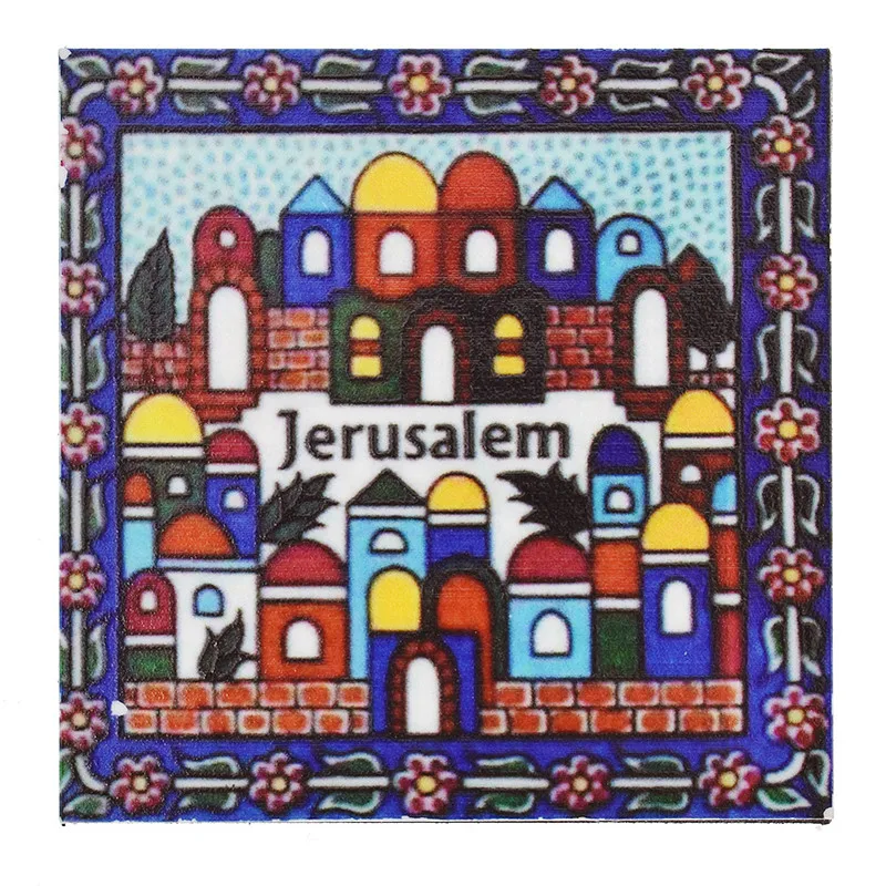 Lychee Jerusalem Pattern Fridge Magnets Square Creative Refrigerator Magnetic Sticker Home Decoration Travel Souvenirs