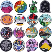 round embroidered badge patches on clothes fashion applique sewing fusible patch for clothing iron on stickers for clothes