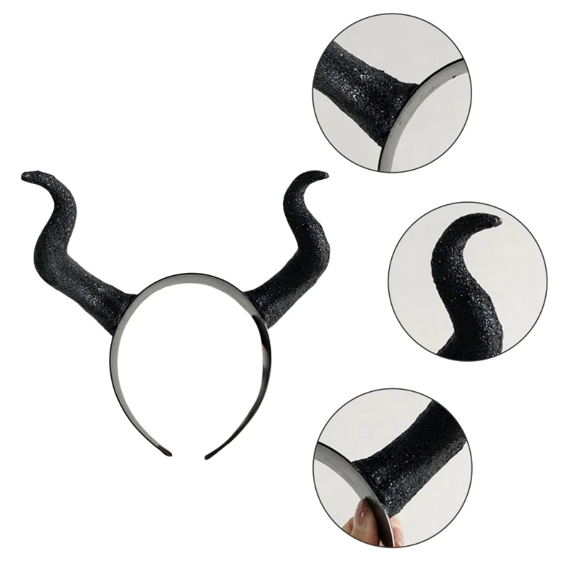Обруч для волос с черной ведьмой на Хэллоуин длинная повязка голову из бычьего