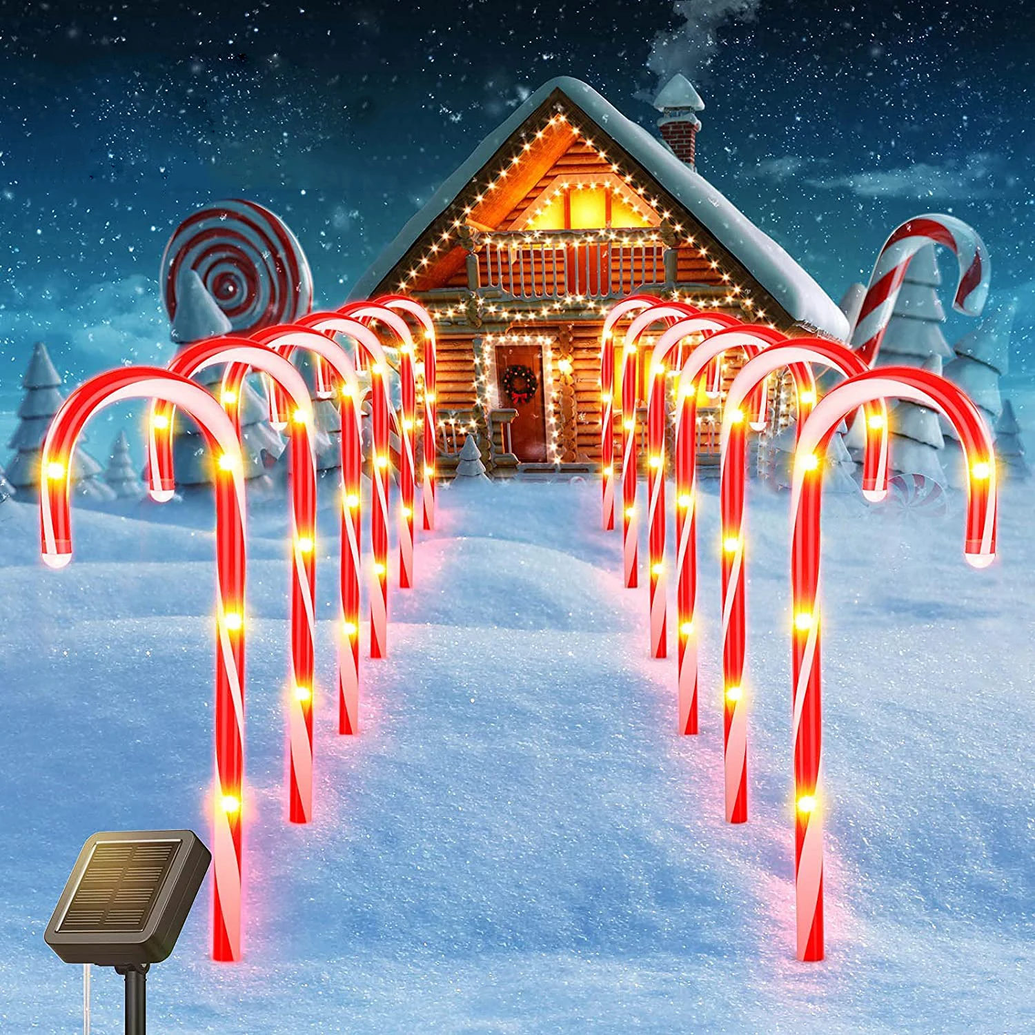 

Christmas Lights New Year Decoration Holiday Festoon Outdoor Garland Garden Decor Fairy Lamp Waterproof Solar String Handle Ligh