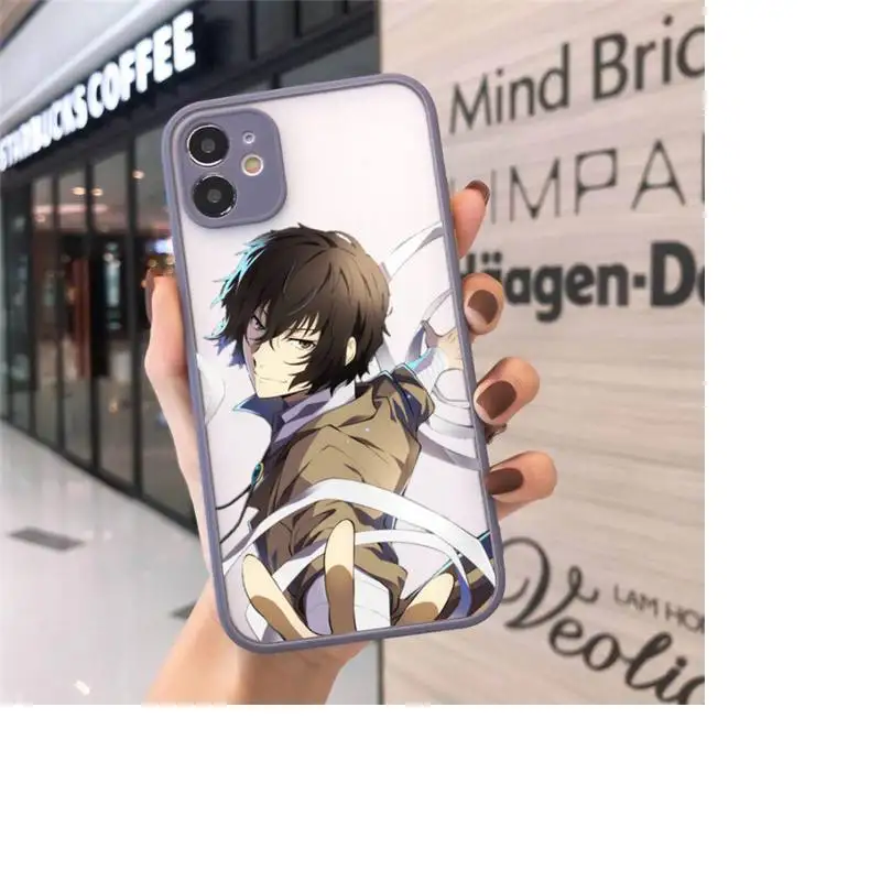 

Bungo Stray Dogs Phone Case For iPhone 12 11 Mini Pro XR XS Max 7 8 Plus X Matte transparent Gray Back Cover