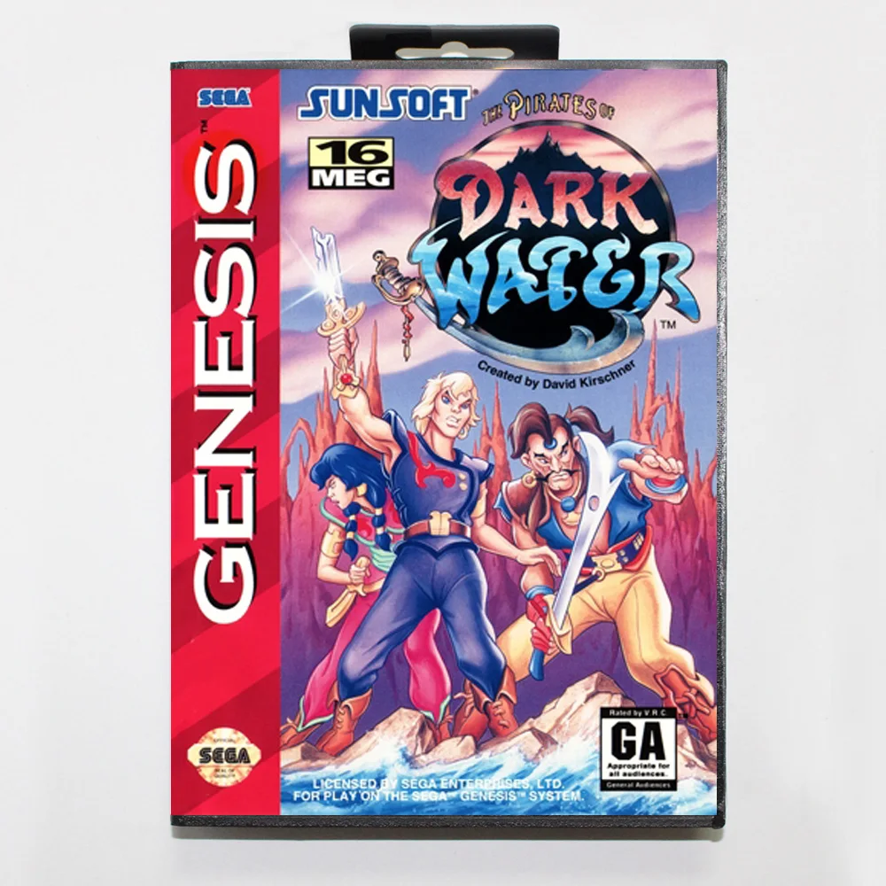 Piratas del agua oscura, tarjeta de juego MD de 16 bits para Sega Mega Drive/ Genesis con caja de venta al por menor