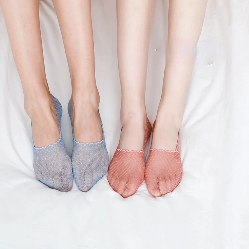 

Кружевные невидимые носки-лодочки, 4 пары, женские сетчатые дышащие ультратонкие носки, однотонные носки с низким вырезом