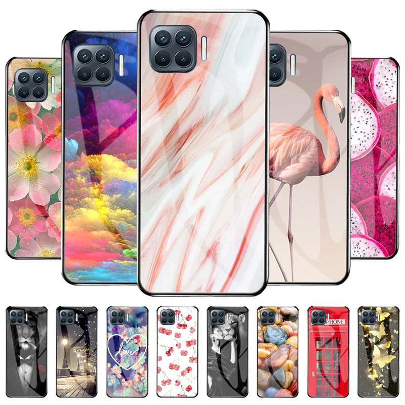 Tempered Glass Case For OPPO A93 2020 Case Hard Phone Cover Reno 4 Lite F17 Pro Ace 2 A15 A15S A35 2021 Protective Coque Bumper