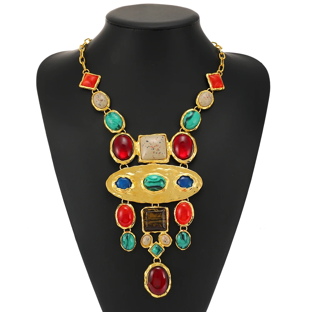 

Ethnic Style Hip Hop Pendant Choker Necklaces For Women Luxury Vintage Geometric Metal Chain Collier Grunge Jewelry Wholesale