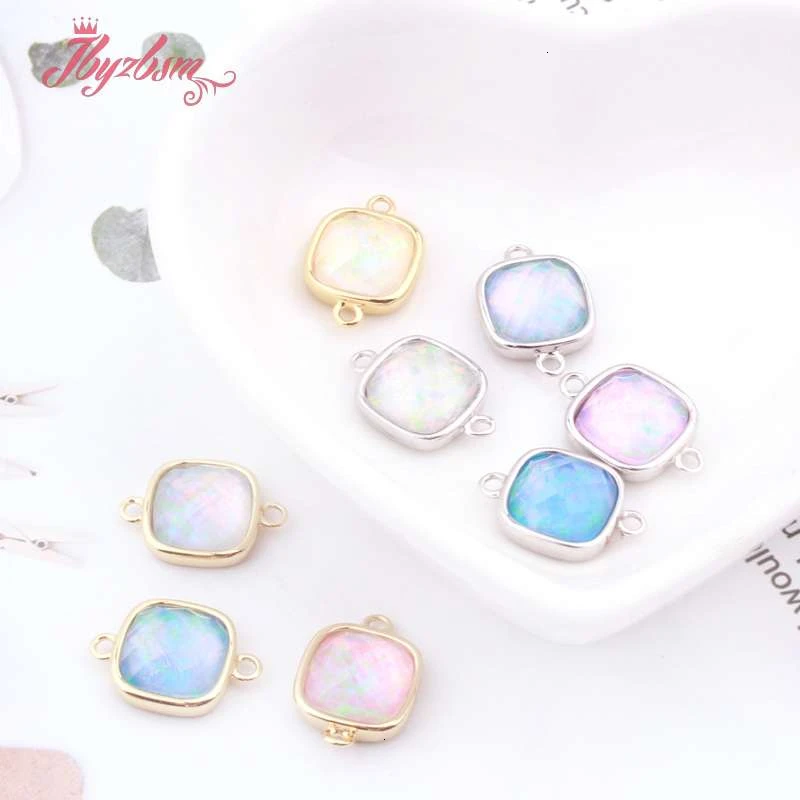 

10mm Natural Multicolor Square Opal Faceted Loose Stone Beads For Jewelry Making DIY Necklace Bracelet Earring Pendant 1 Pcs