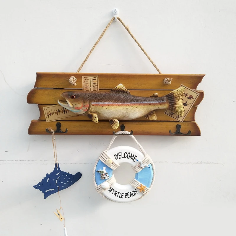 

Hanging Decoration Wall Surface Hook Rack Simulation Fish Pendant Wooden Creative Resin Handicraft Decoration Crafts TB