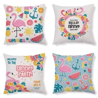 summer hot selling plush cushion cover home decor cartoon flamingo throw pillow cover decorative sofa office chair 45cm45cm
