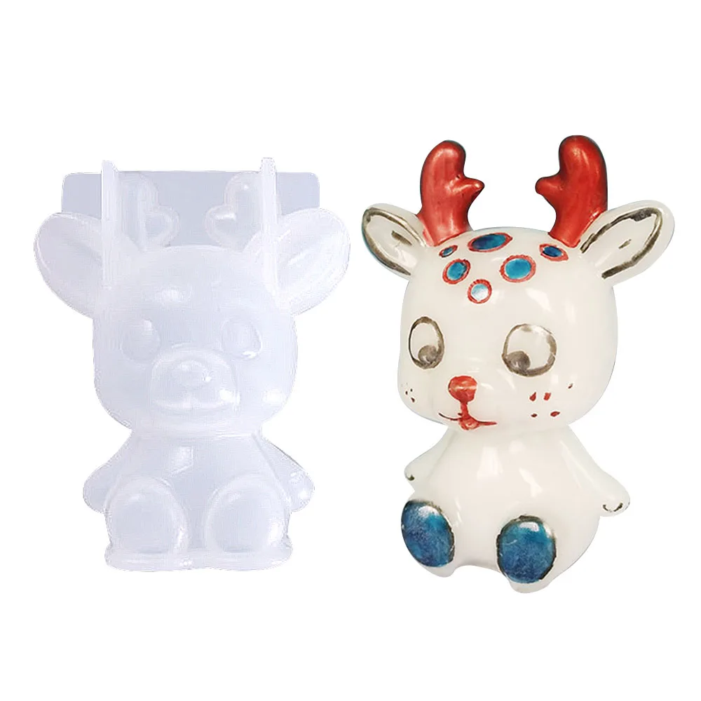 

Hot Sale Christmas Sika Deer Mold Silicone Resin Mold 3D Pendulum Decoration Creative Simple Handmade Gift To Friend Family DIY
