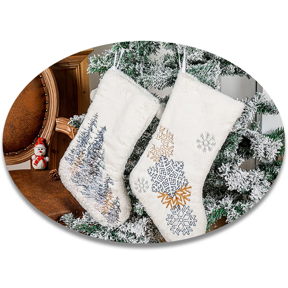 

New Christmas Stocking Decorations Fluff White Christmas Sousings For Home Party Decorations And Cute Gifts For Kids And Holiday