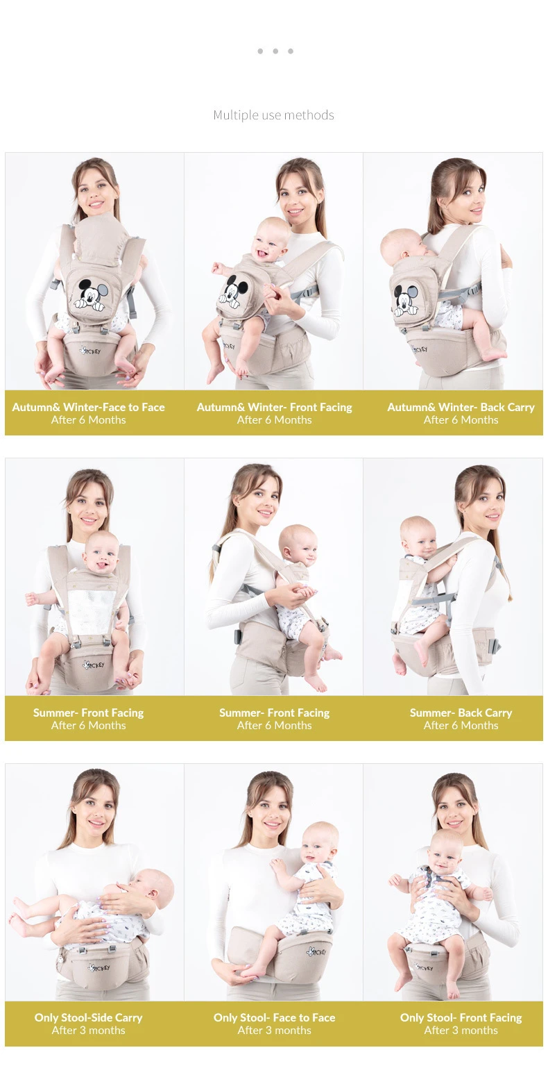 Disney Baby Carrier младенец Хипсит эргономичное переднее многофункциональное приспособление для переноски детей на открытом воздухе аксессуары disney