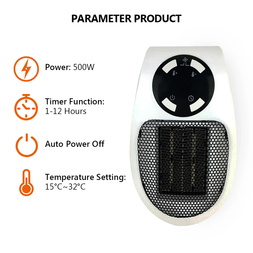 Электрический настенный обогреватель с европейской вилкой портативный
