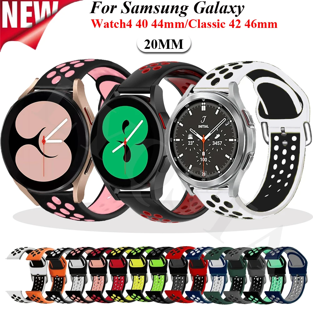 

Силиконовый ремешок для умных часов Samsung Galaxy Watch 4 Classic 42, 46 мм/4, 40, 44 мм, 20 мм