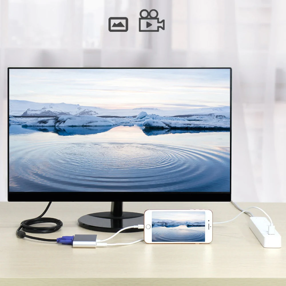 Совместимому с HDMI VGA Аудио Headpone адаптер воспроизводить музыку + кабель для